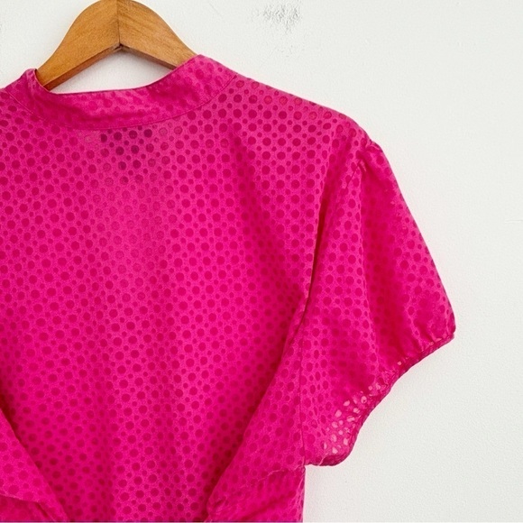 Lane Bryant Pink Boho Polka Dots Button Up Top Size 22/24 - Picture 9 of 12